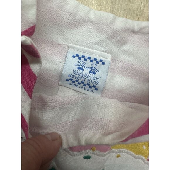 Vtg Kelly's Kids Dress Girls Sz 7 Pink Floral Spring Sundress Ice Cream Striped - Picture 4 of 7